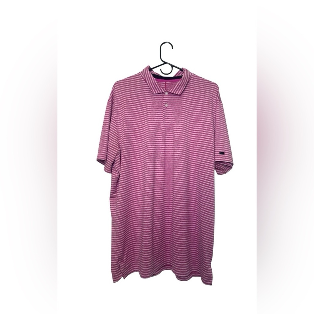 Nike TW Tiger Woods Dri-Fit Striped Polo Shirt Pink XL
